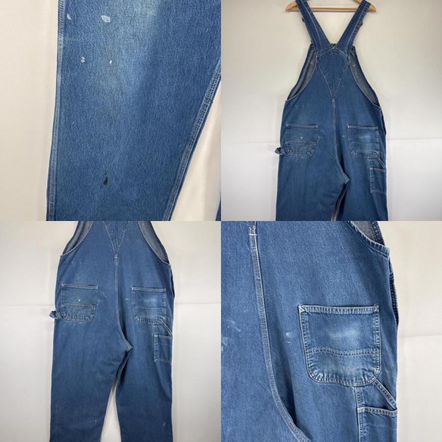 古着 カーハート Carhartt オーバーオール デニム ワーク ワンポイントロゴ ペイント 胸ポケット  ブルー メンズ Carhartt（カーハート） 古着 オーバーオール デニム ワーク ワン