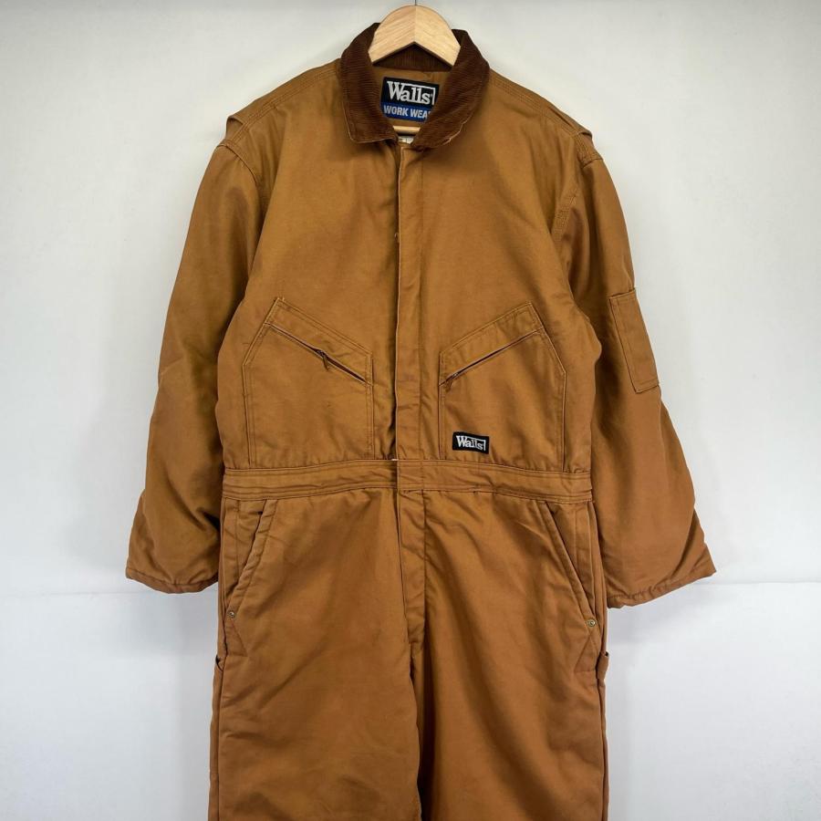 USA製 walls つなぎ　中綿　80's90's 中綿　ナイロン 古着 ウォールズ walls 長袖つなぎ ダック オールインワン ワーク ワン