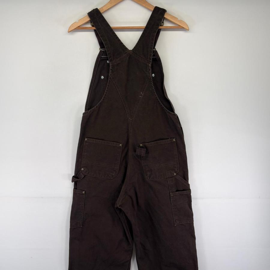 古着 カーハート Carhartt ダック オーバーオール ダブルニー ワーク ワンポイントロゴ ハンマーループ W30 L30  ブラウン系 メンズ Carhartt（カーハート） 古着 ダック オーバーオール ダブルニー