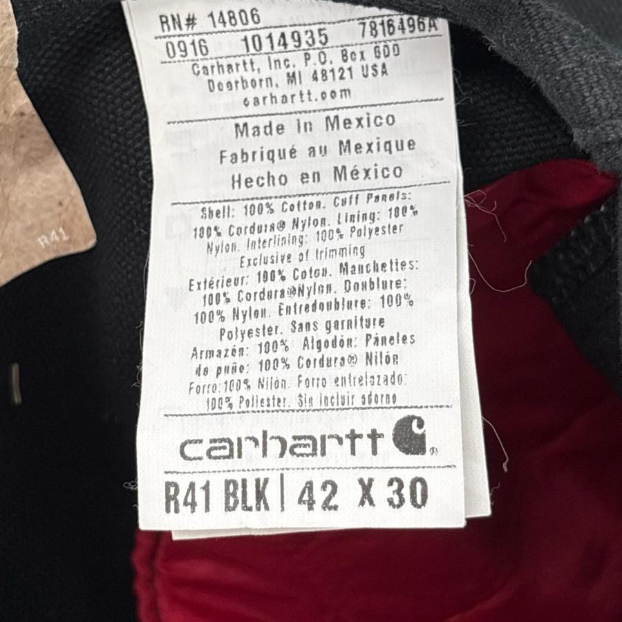 古着 美品 カーハート Carhartt ダック オーバーオール タグ付 デッドストック ダブルニー 中綿 W42 L30  ブラック系 メンズ Carhartt（カーハート） 古着 美品 ダック オーバーオール タグ付