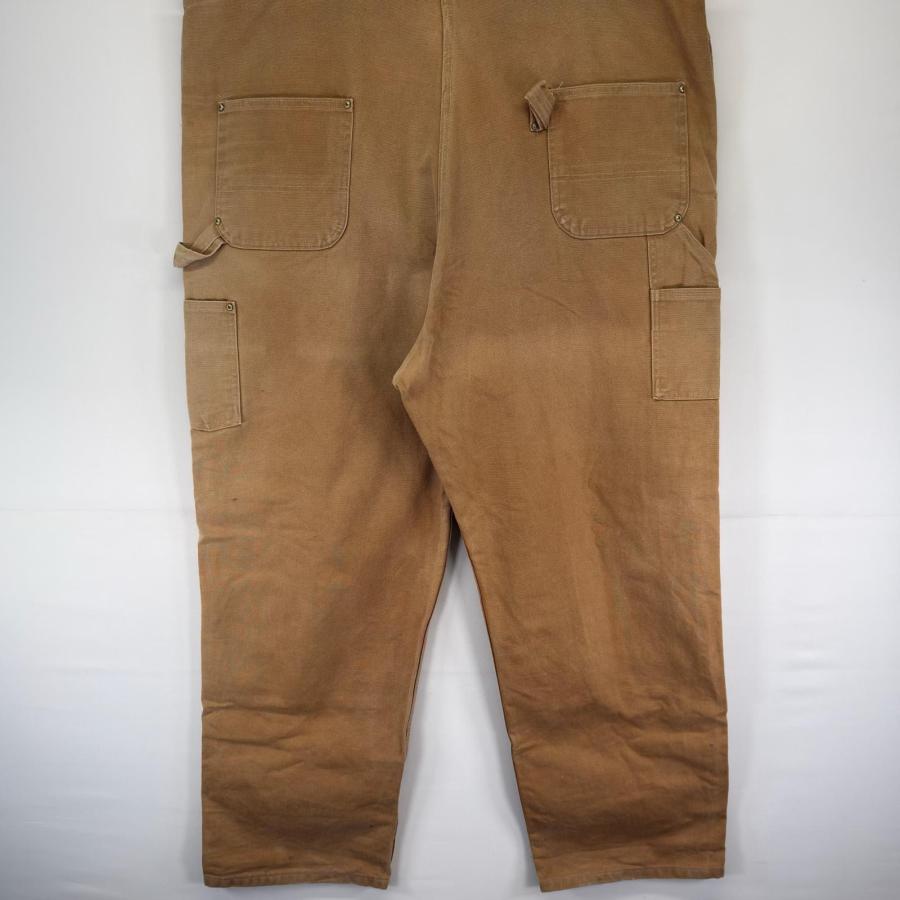 古着 カーハート Carhartt ダック オーバーオール ワーク 作業着 ダブルニー ワンポイント 大きいサイズ W48 L34  ベージュ系 メンズ Carhartt（カーハート） 古着 ダック オーバーオール ワーク 作業着