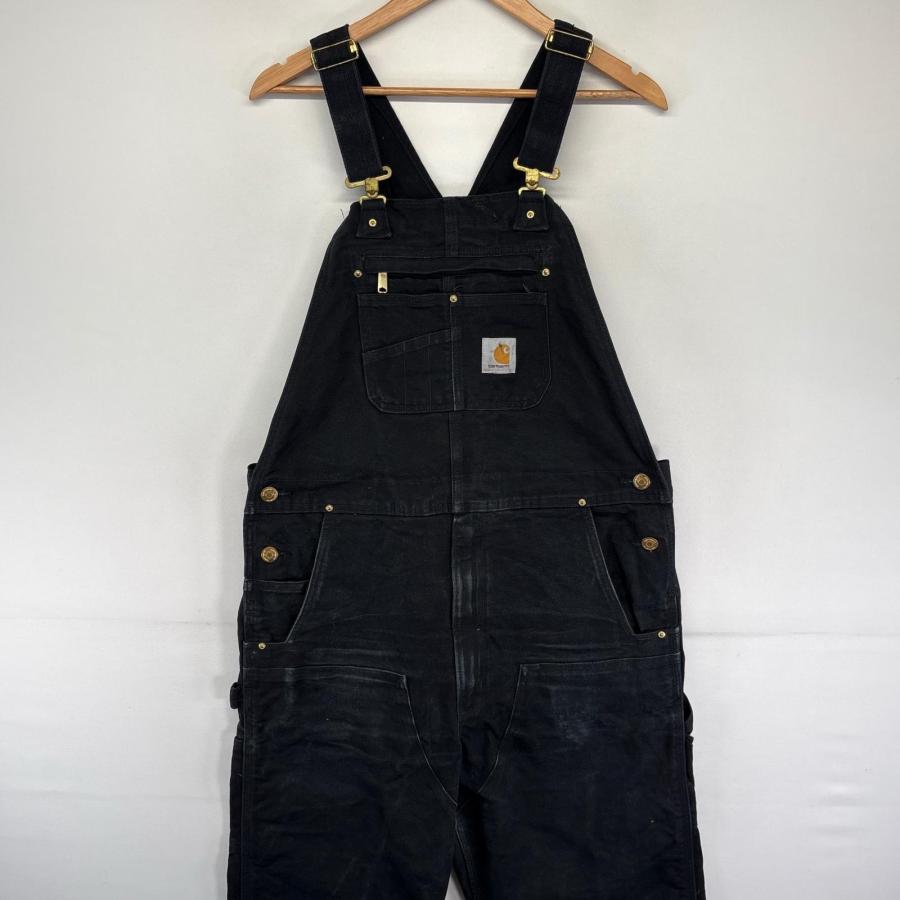 Carhartt カーハート オーバーオール ブラック 古着 ワーク Carhartt（カーハート） 古着 Carhartt USA製 ダック オーバーオール