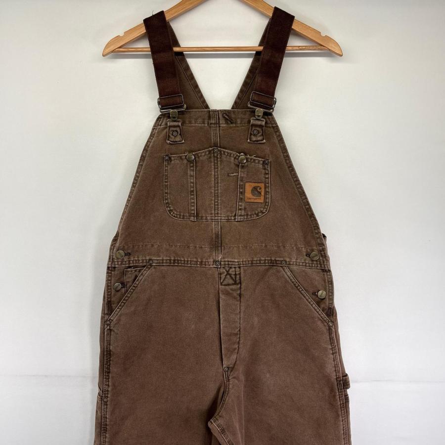 メンズ USA製 OLD CARHARTT ブラウン ダック ダブルニー オーバーオール
