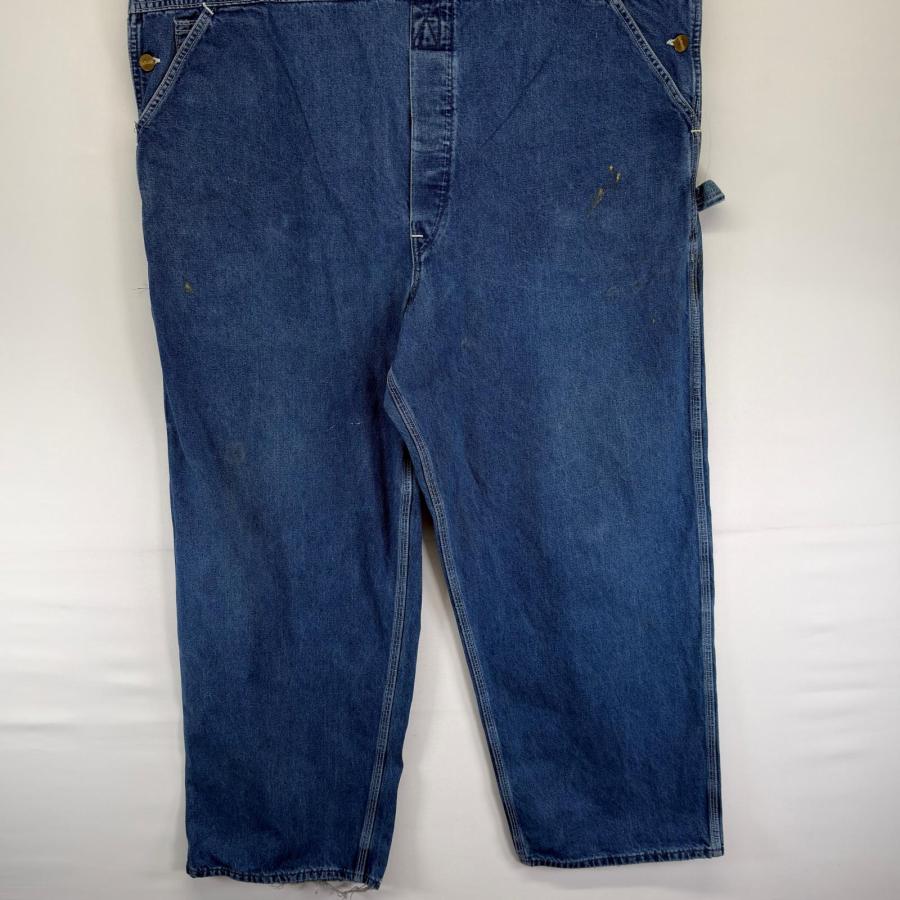 古着 カーハート Carhartt デニム オーバーオール ワーク ワンポイントロゴ ボタンフライ 作業着 ハンマーループ  ブルー系 メンズ Carhartt（カーハート） 古着 デニム オーバーオール ワーク ワン