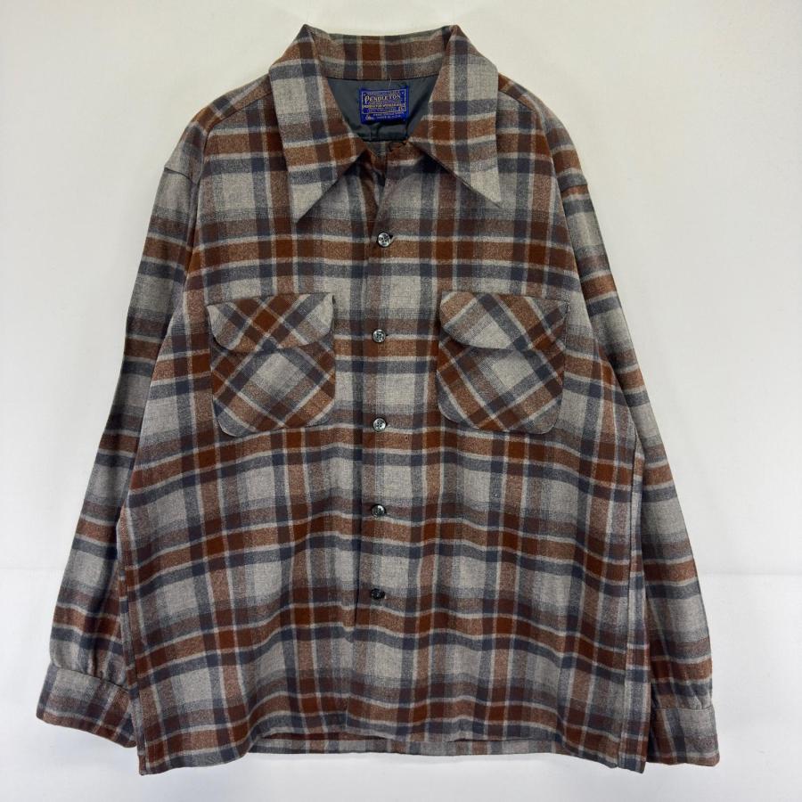 古着 70's/70年代 ヴィンテージ ペンドルトン PENDLETON USA製 長袖シャツ ボードシャツ ウール チェック L  オレンジ系 チェック メンズ 古着 70's/70年代 ヴィンテージ ペンドルトン PENDLETON USA製 長袖
