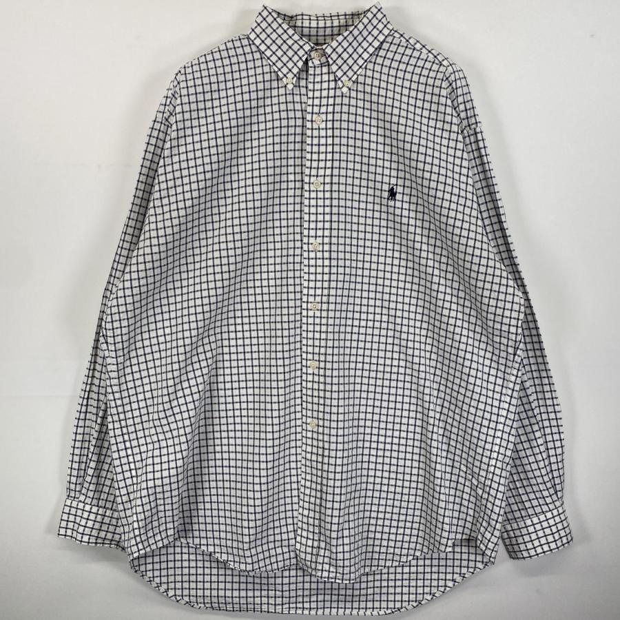 古着 90s/90年代 ラルフローレン RALPH LAUREN シアサッカー 長袖シャツ ボタンダウンシャツ ワンポイント ロゴ 刺繍 XL マルチカラー 古着 90's/90年代 ラルフローレン RALPH LAUREN シアサッカー 長袖