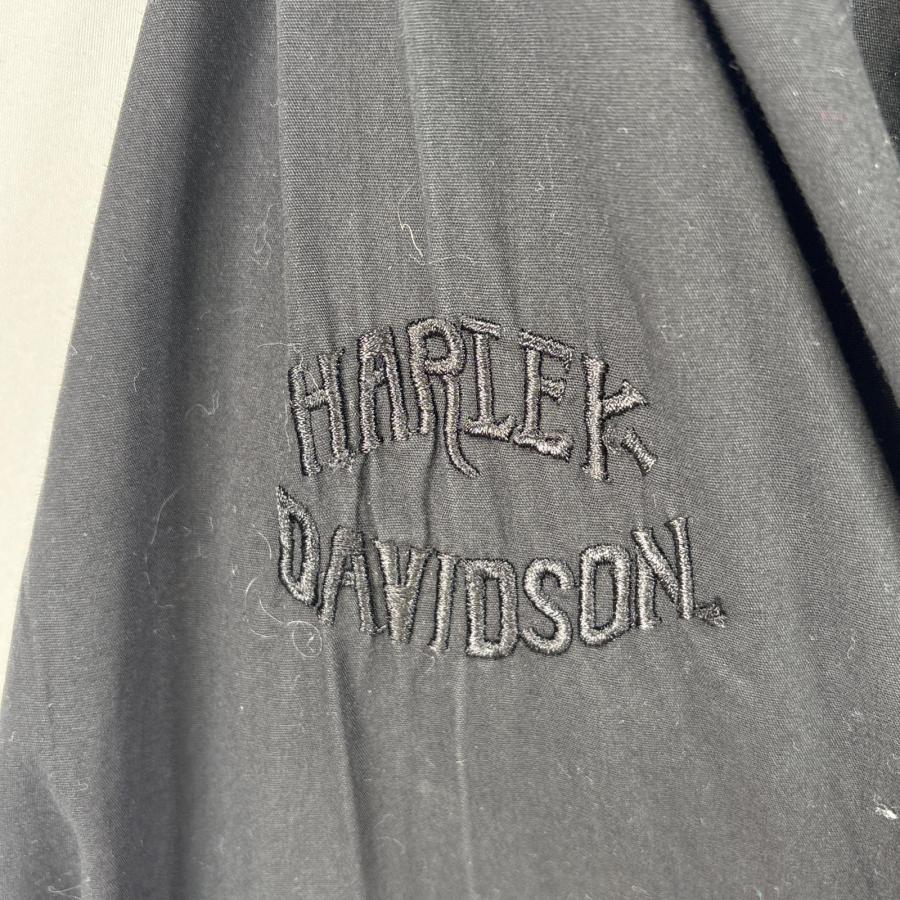 古着 ハーレーダビッドソン HARLEY DAVIDSON 長袖シャツ ボタンダウンタイプ ファイヤーデザイン ワンポイント 刺繍 ロゴ S  ブラック 無地 メンズ 古着 ハーレーダビッドソン HARLEY DAVIDSON 長袖シャツ ボタンダウン