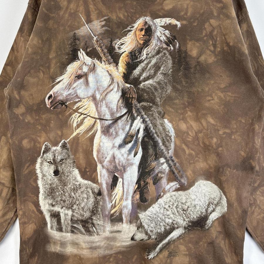 古着 ザ・マウンテン 長袖Tシャツ ネイティブアメリカン アニマル