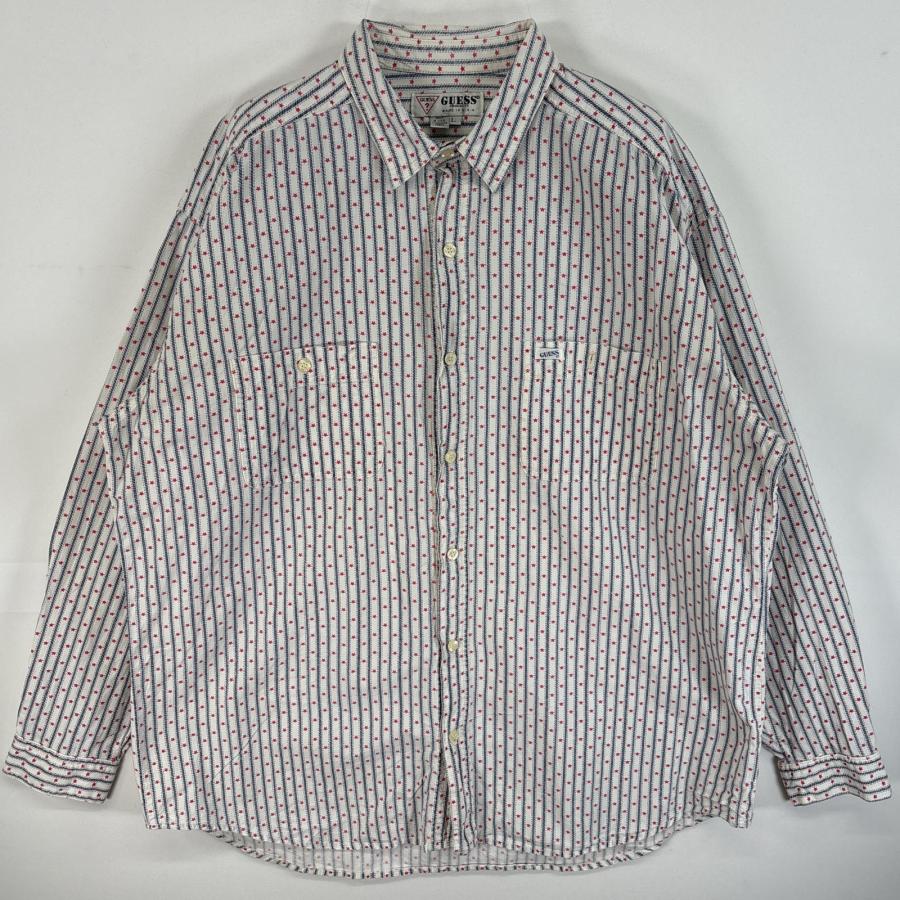 GUESS（ゲス） 古着 90's/90年代 長袖シャツ 星柄 USA製 ストライプ L