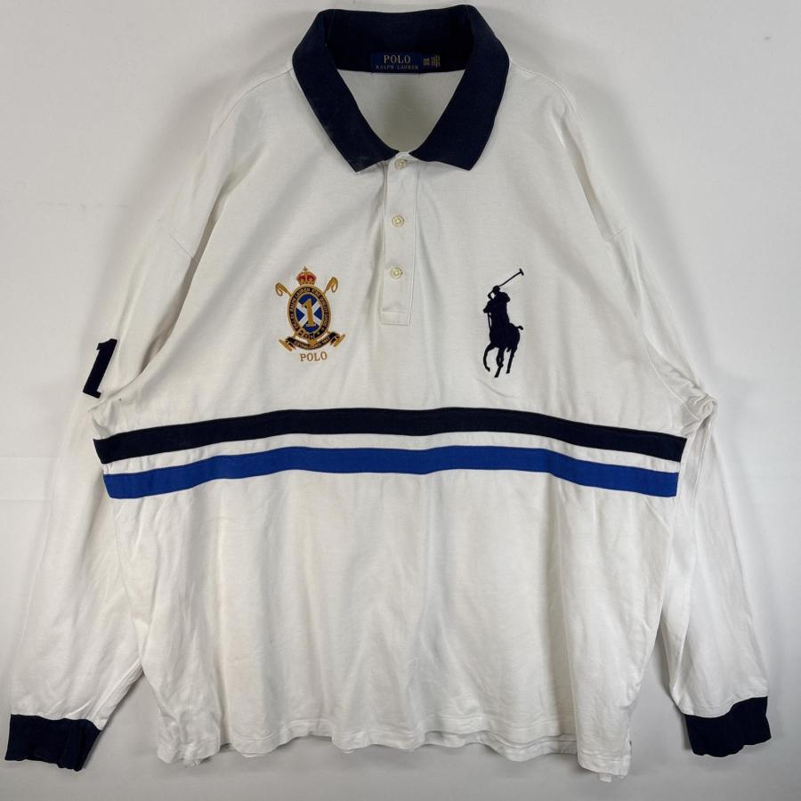 ポロラルフローレン　刺繍　ビックポニー　ロゴ刺繍　古着　2XL POLO RALPH LAUREN（ポロ・ラルフローレン） 古着 長袖 ポロシャツ