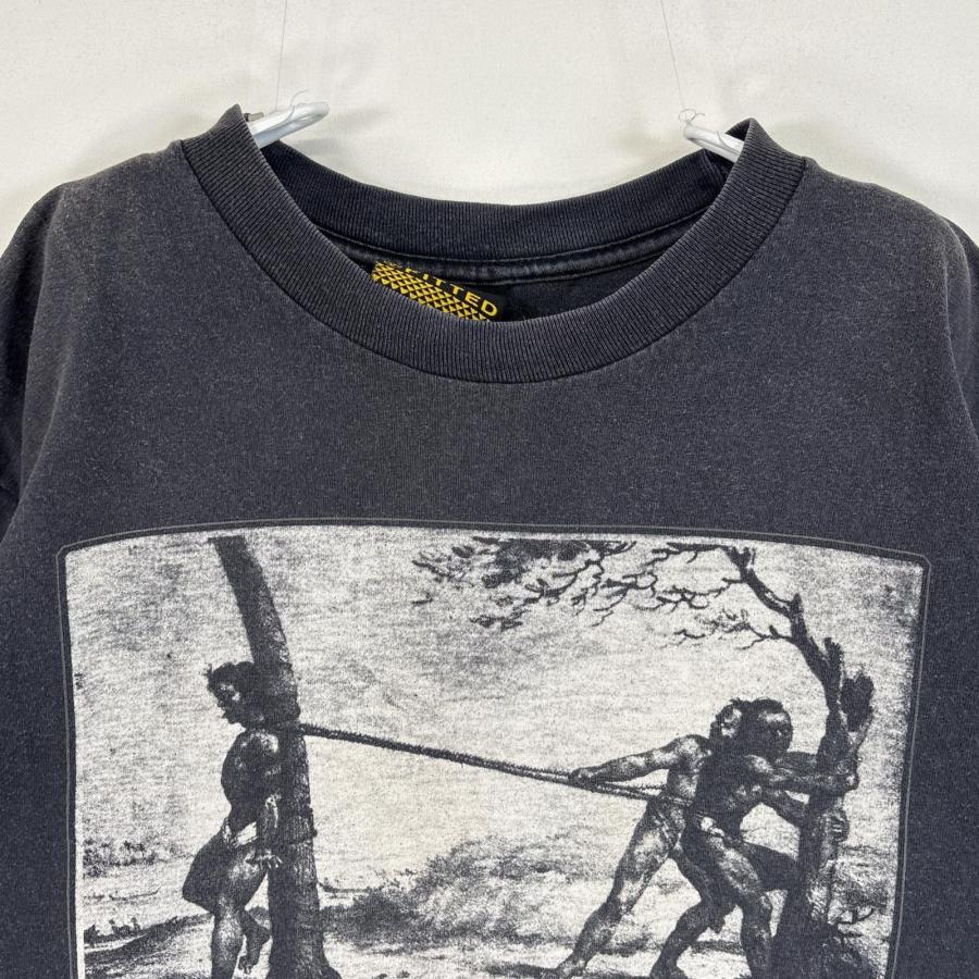 古着 FITTED 半袖Tシャツ 両面 ラバープリント サンフェード クルー