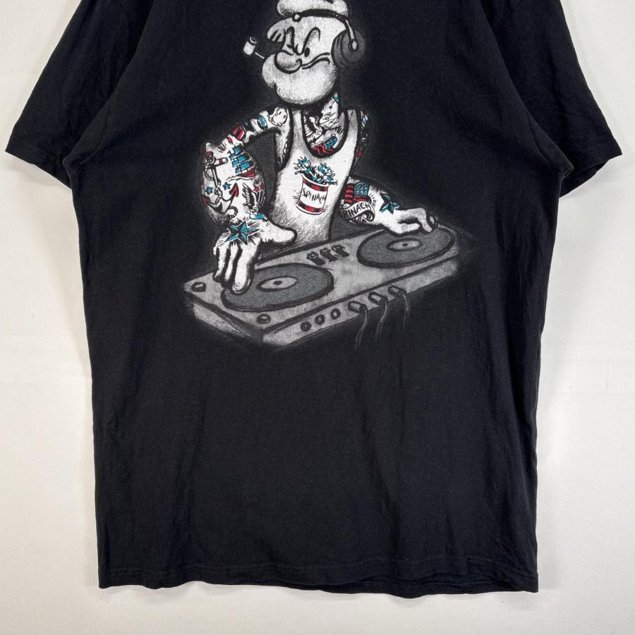 古着 ポパイ 半袖Tシャツ 大判 ラバープリント キャラクター DJ 肉厚 L