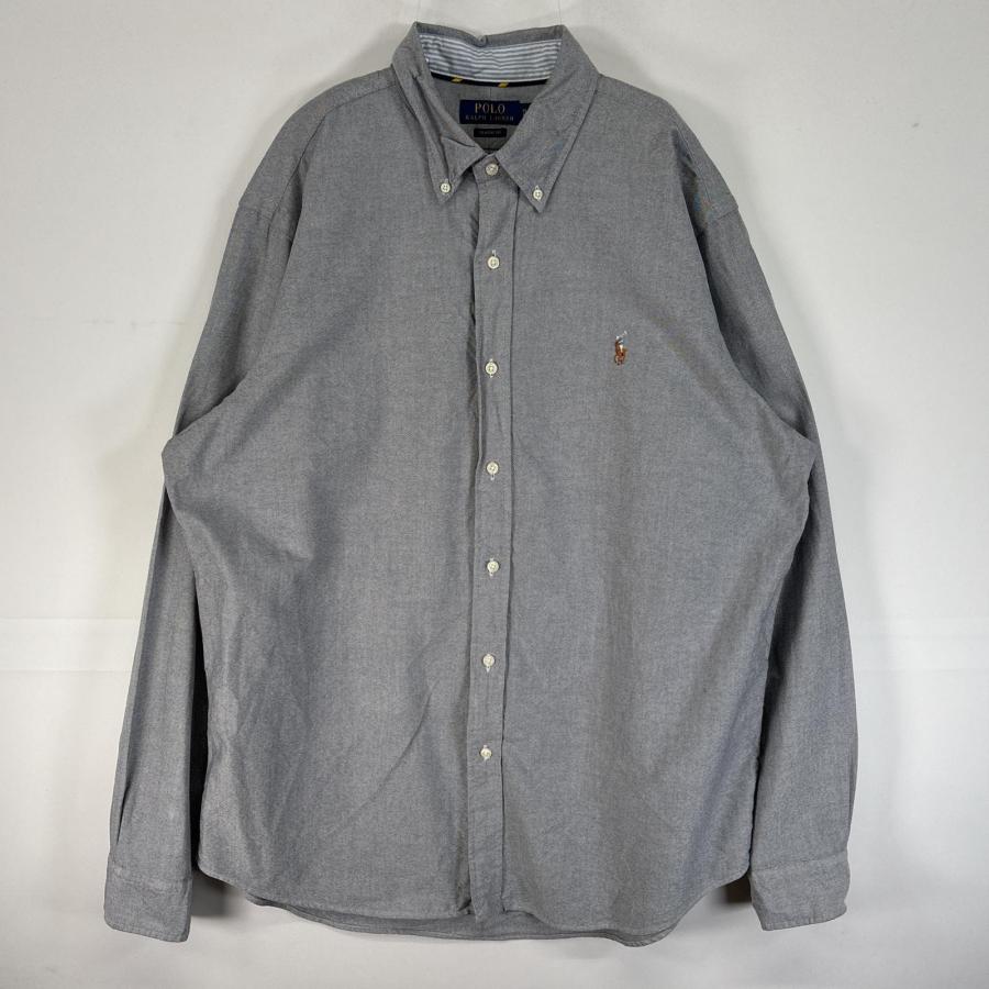 古着 ポロバイラルフローレン Polo by Ralph Lauren 長袖シャツ ボタンダウン ロゴ刺繍 ワンポイントロゴ XL  グレー系 チェック レディース POLO RALPH LAUREN - 古着 ポロバイラルフローレン Polo by Ralph