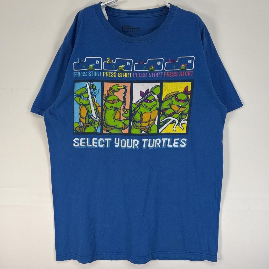古着 タートルズ 半袖Tシャツ 大判 ラバープリント キャラクター 