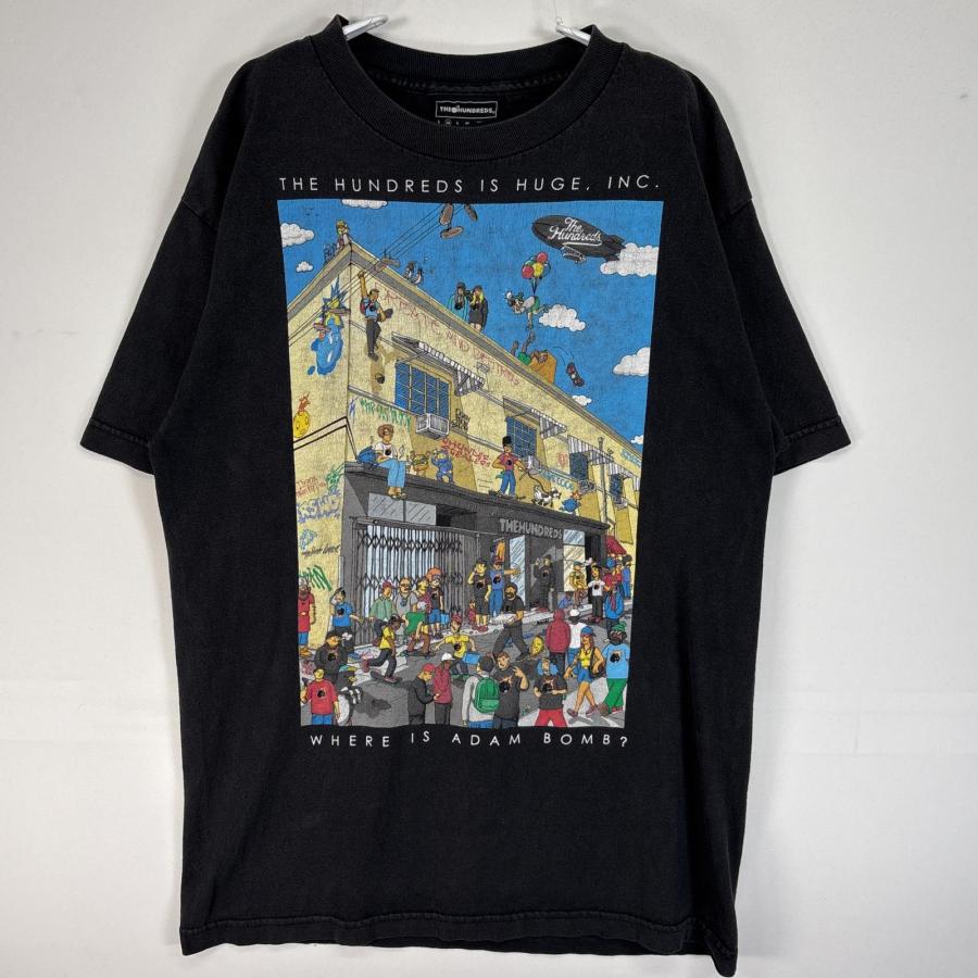 古着 THE HUNDREDS 半袖Tシャツ 肉厚 フェード 大判 プリント イラスト