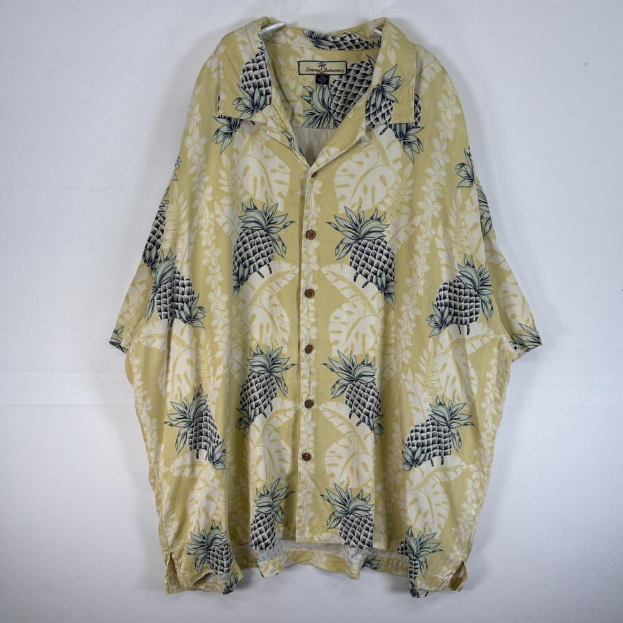 古着 トミーバハマ TOMMY BAHAMA 半袖シャツ アロハ シルク 植物