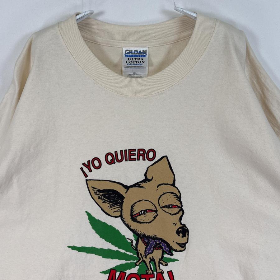古着 ギルダン GILDAN 半袖Tシャツ プリント アニマル 犬 大麻 XXL