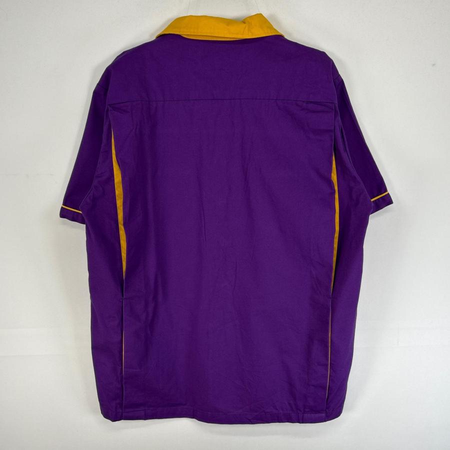 古着 ヒルトン HILTON 半袖シャツ ボーリング 刺繍 胸ポケ S パープル