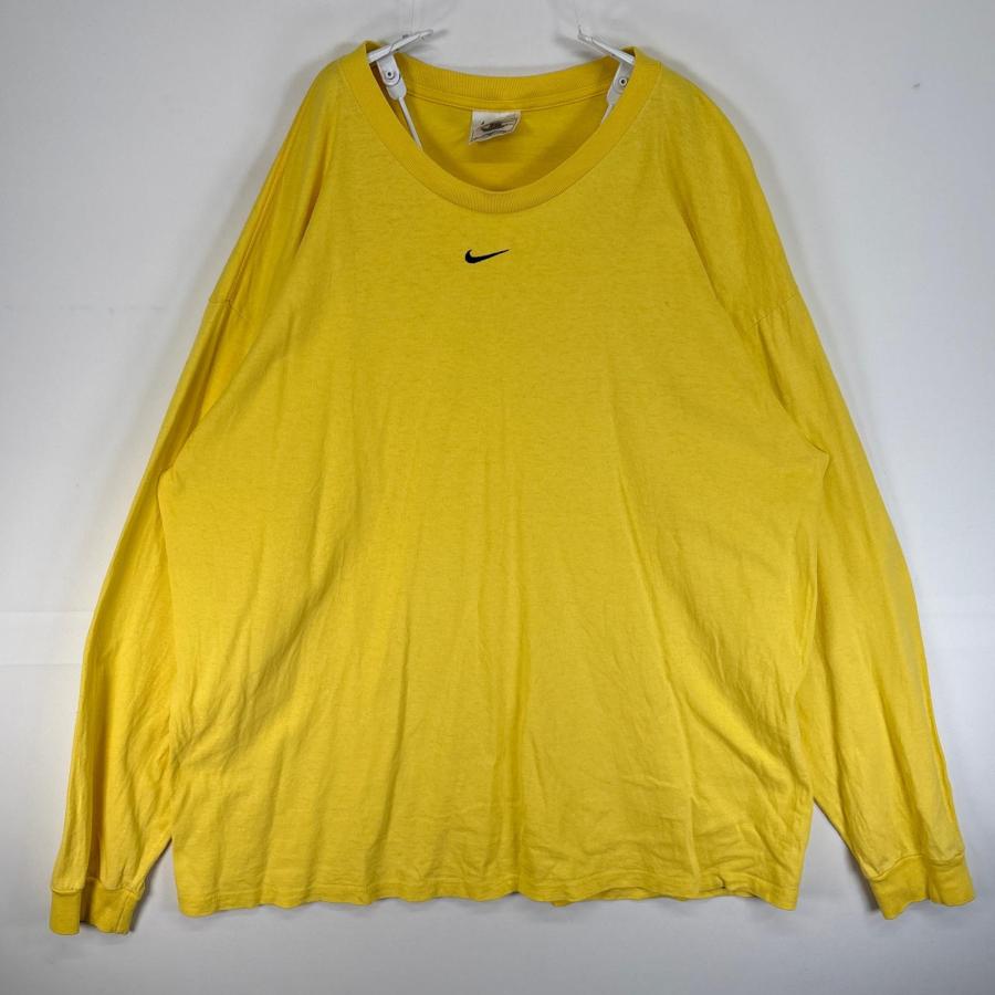 Nike ロングtシャツ センターロゴ old 90s ビンテージ スオッシュ 古着 NIKE センター スウォッシュ ロゴ 刺しゅう 長袖 Tシャツ