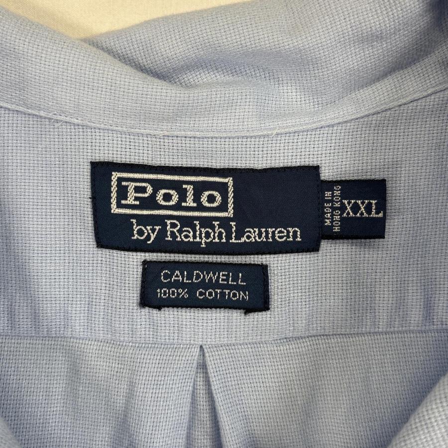 古着 90s/90年代 ポロバイラルフローレン Polo by Ralph Lauren 半袖シャツ ロゴ 刺繍 CALDWELL オープンカラー XXL  水色 無地 メンズ 古着 90's/90年代 ポロバイラルフローレン Polo by Ralph Lauren 半袖