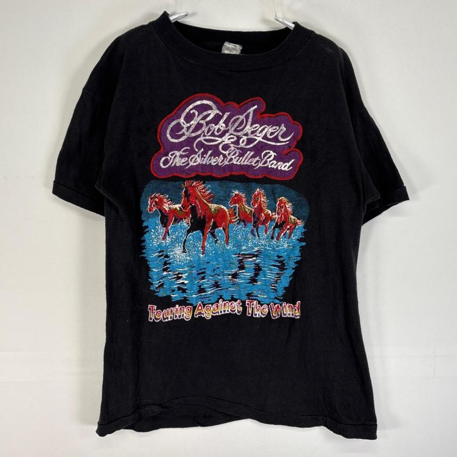 古着 70s/70年代 ヴィンテージ ボブ・シーガー  半袖Tシャツ バンド ウマ ツアー  ブラック 両面プリント メンズ 古着 70's/70年代 ヴィンテージ ボブ・シーガー 半袖Tシャツ バンド