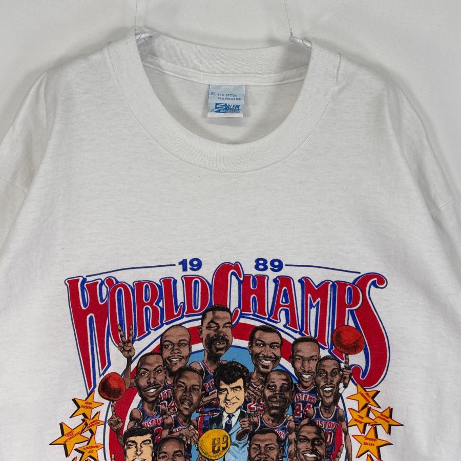 古着 80s/80年代 ヴィンテージ  SALEM 半袖Tシャツ NBA デトロイト ピストンズ 50/50 シングルステッチ 大きいサイズ XL  ホワイト 古着 80's/80年代 ヴィンテージ SALEM 半袖Tシャツ NBA デトロイト