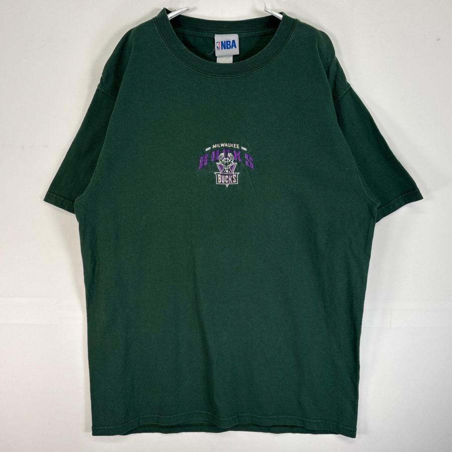 古着 NBA 半袖Tシャツ 肉厚 バックス ロゴ 刺繍 M グリーン メンズ