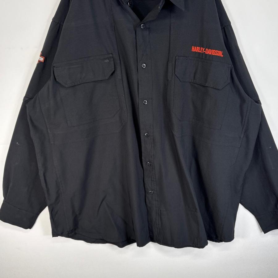 Harley Davidson 80sビンテージロゴ入り長袖シャツ襟付き 古着 ハーレーダビッドソン HARLEY DAVIDSON 長袖シャツ ロゴ ワッペン