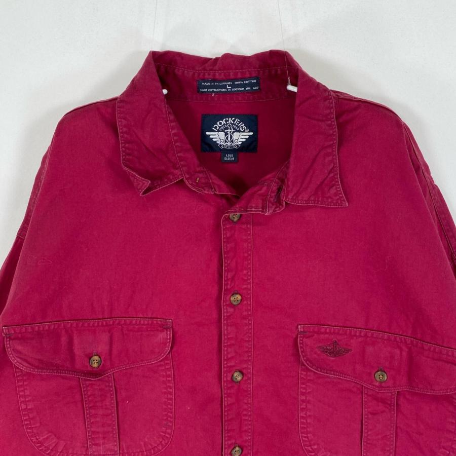 古着 90's/90年代 ドッカーズ DOCKERS 長袖シャツ ロゴ 刺繍 ワーク