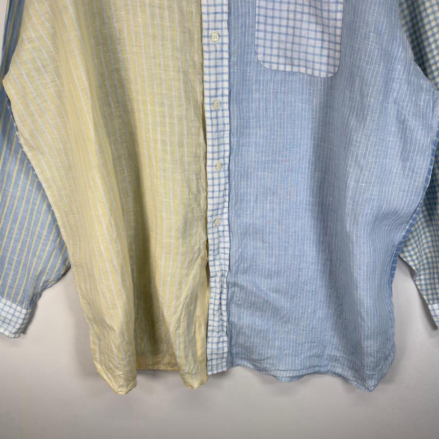 古着 ブルックスブラザーズ Brooks Brothers 長袖シャツ クレイジーパターン 胸ポケ リネン 2XL  イエロー系 マルチカラー メンズ BROOKS BROTHERS（ブルックスブラザーズ） 古着 長袖シャツ クレイジー