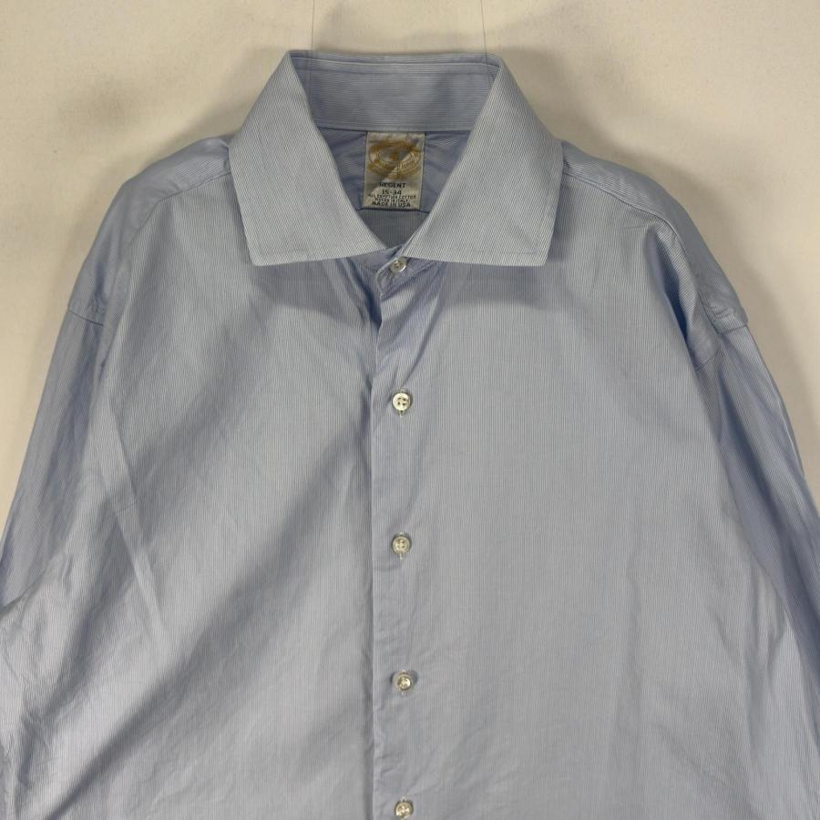 【美品】ブルックスブラザーズ ゴールデンフリース USA製 ストライプ Cグレー BROOKS BROTHERS（ブルックスブラザーズ） 古着 長袖シャツ ゴールデン
