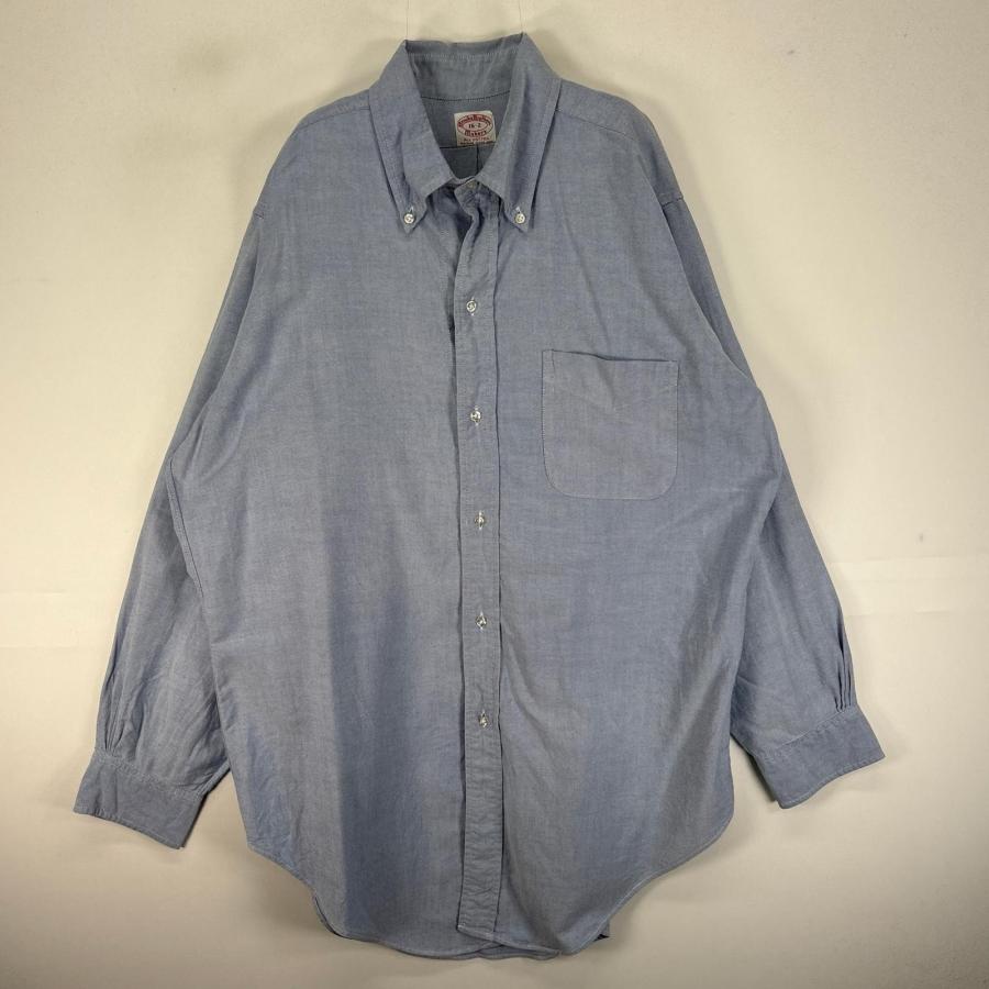 古着 60's～70's/60年代～70年代 ヴィンテージ ブルックスブラザーズ Brooks Brothers 長袖シャツ メーカーズ 6ボタン M  ネイビー系 チェック メンズ BROOKS BROTHERS（ブルックスブラザーズ） 古着 60's〜70's/60年代〜70