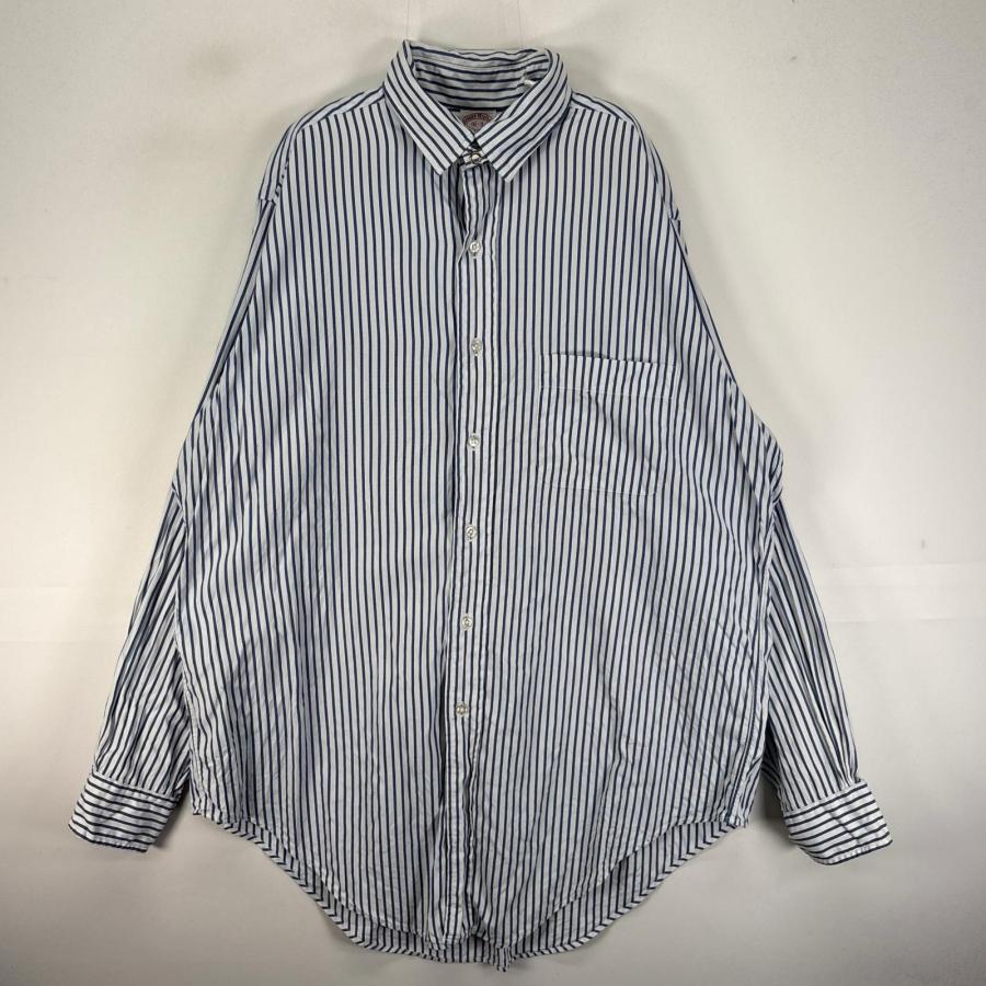古着 ブルックスブラザーズ Brooks Brothers 長袖シャツ 胸ポケット ボタンダウン L  ブルー系 ストライプ メンズ BROOKS BROTHERS（ブルックスブラザーズ） 古着 長袖シャツ 胸ポケット