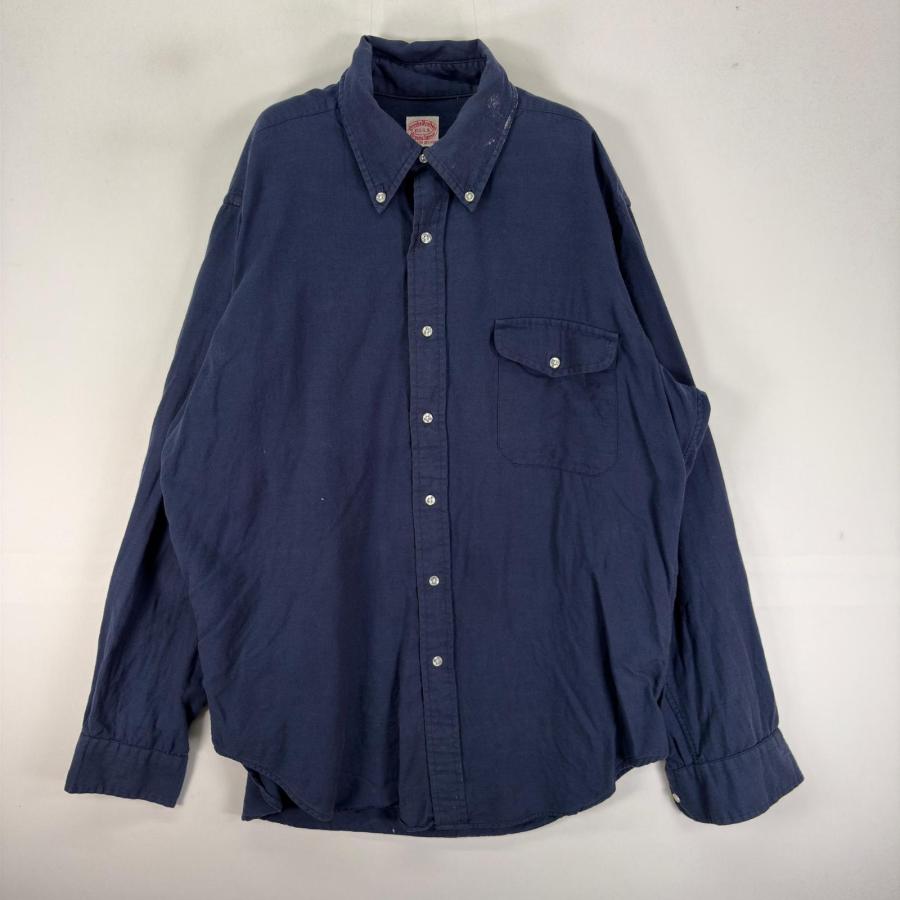 古着 ブルックスブラザーズ Brooks Brothers 長袖シャツ 胸ポケット ボタンダウン フランネル M  ネイビー系 無地 メンズ BROOKS BROTHERS（ブルックスブラザーズ） 古着 長袖シャツ 胸ポケット