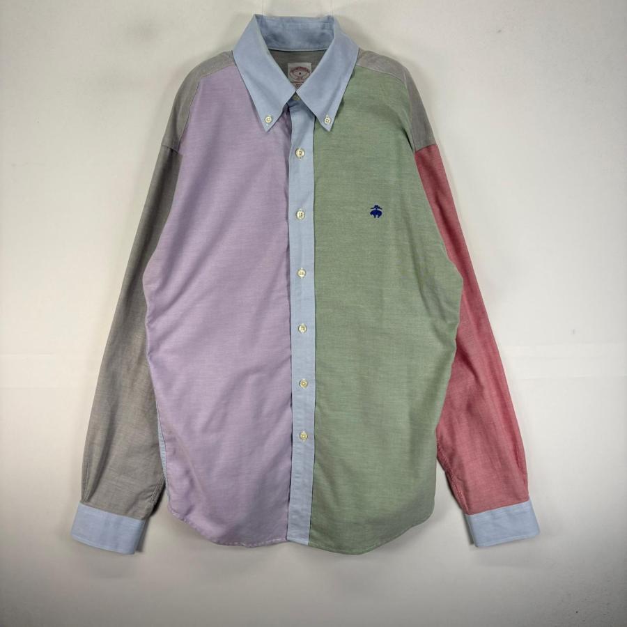 古着 ブルックスブラザーズ Brooks Brothers 長袖シャツ ボタンダウン クレイジーカラー M  ブルー系 無地 メンズ BROOKS BROTHERS（ブルックスブラザーズ） 古着 長袖シャツ ボタン