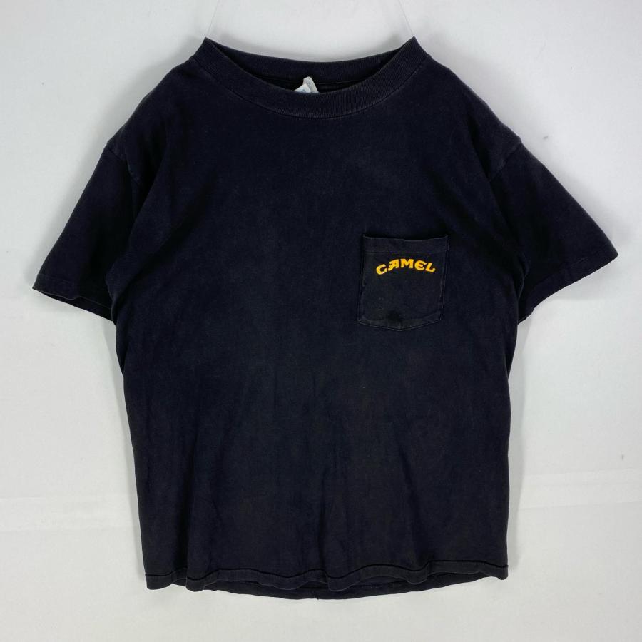 古着 90's/90年代  CAMEL USA製 半袖Tシャツ ロゴプリント 胸ポケット シングルステッチ XL  ブラック系 バックプリント メンズ |  | 01