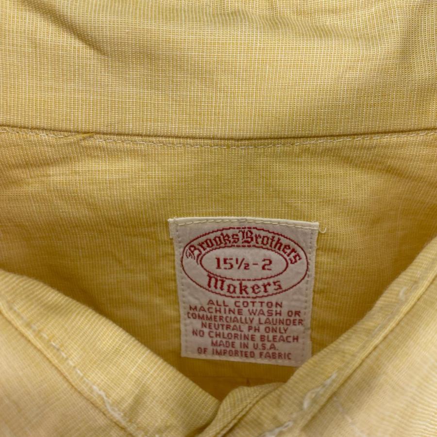 古着 ブルックスブラザーズ Brooks Brothers USA製 長袖シャツ ボタンダウン 胸ポケット makers M  イエロー系 無地 メンズ | BROOKS BROTHERS | 03