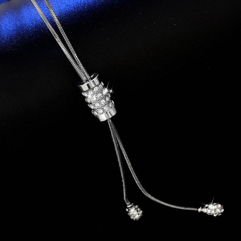 レディース 超高級 ロング ネックレス スワロフスキー風 長さ調節可能