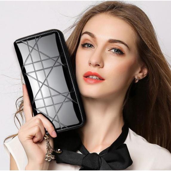 長財布 レディース エナメル 本革 ロングウォレット 高級感 エレガント