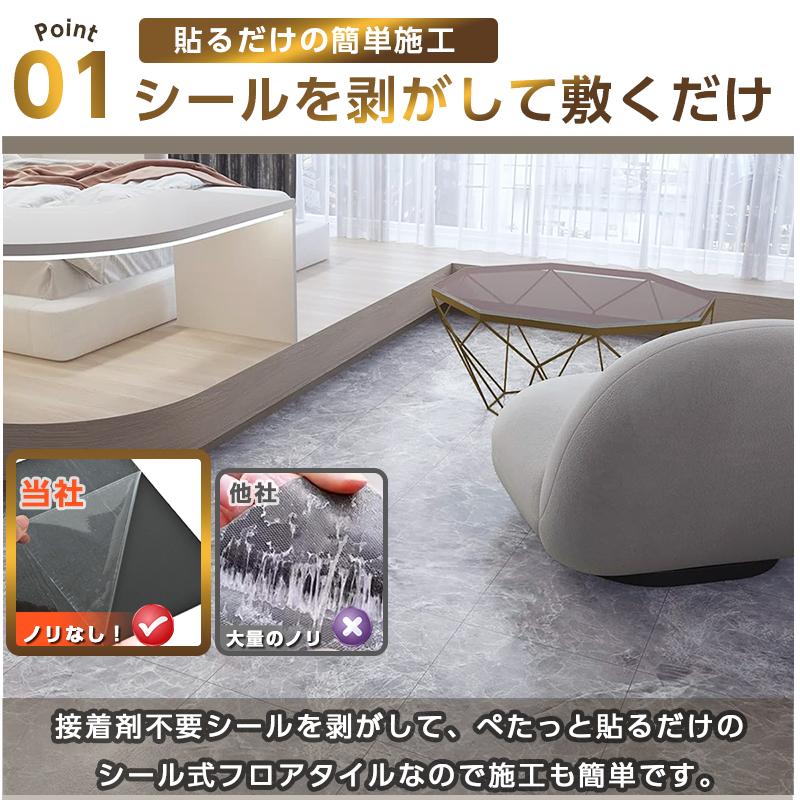 フロアタイル フロアシート フローリングタイル 108枚 大理石風フロア