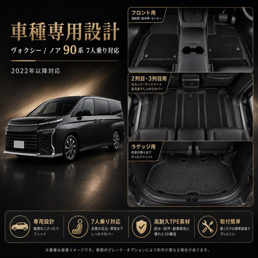 ノア/ヴォクシー90系 ※フロアマットセト7人乗り，ハイブリッド車 フロアマット トヨタ 新型 ヴォクシー ノア 90系 7人乗り ハイブリッド