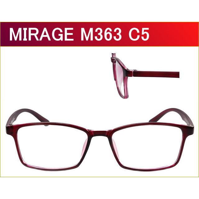 激安通販の眼鏡 ご注文で当日配送 MIRAGE 訳あり商品 M363 C5 超軽量眼鏡 クリアワインレッド メガネレンズ付きセット