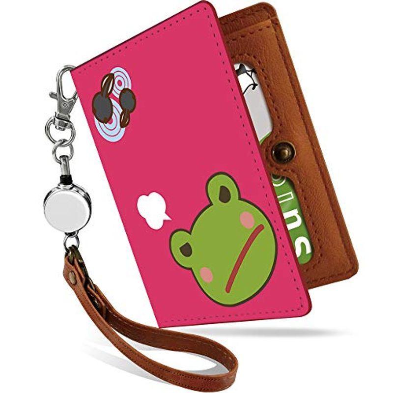 パスケース 定期入れ リール付き かわいい カエル おたまじゃくし ピンク キャラ イラスト 二つ折り 中がみえない おしゃれ レディース 生活雑貨にこにこショップ 通販 Yahoo ショッピング