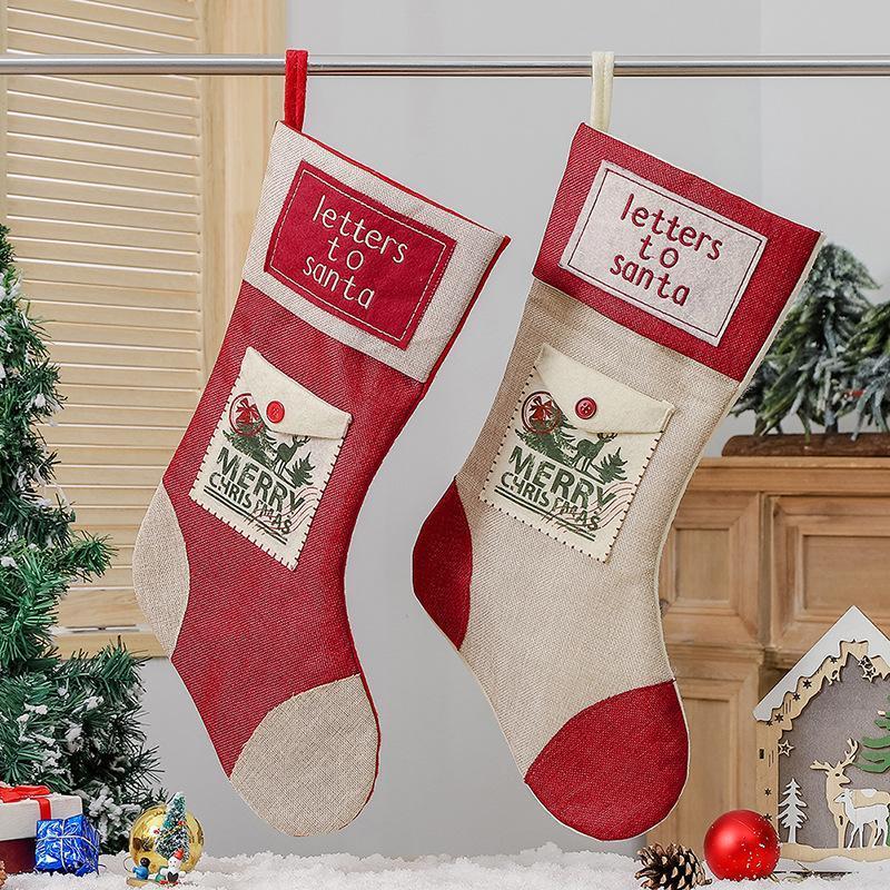 クリスマス 装飾 ソックス お菓子 入れ 子供 子ども ギフト 靴下 飾り プレゼント用 暖炉 可愛い サンタブーツ 置物可愛 掛け物 装飾 2枚｜nikonikosabisu-store｜02