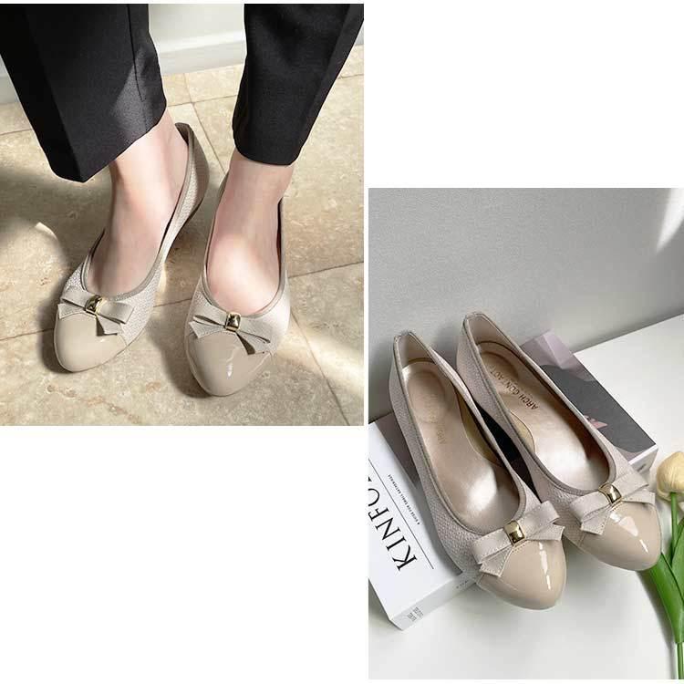 超美品 プラダ フラットパンプス バレエ バイカラー リボン ベージュ 超美品》 プラダ フラットパンプス バレエ バイカラー リボン ベージュ