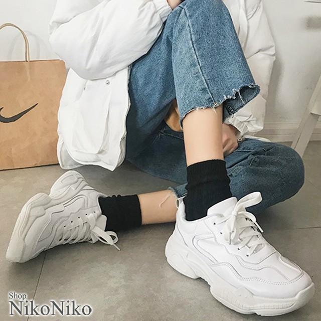 ダッドスニーカー 即納 靴 スニーカー 厚底 レディース ボリュームスニーカ 韓国ファッション 流行 トレンド 19ssscn301 Shop Nikoniko 通販 Yahoo ショッピング