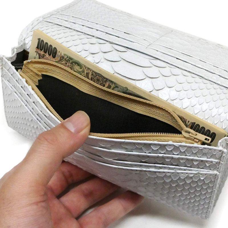 SALE/84%OFF】 MT1078-WHITE 長財布 財布 レディース ロング 蛇革 ウォレット メンズ 笹マチ型 財布 へび革 パイソン革 長札 小銭入れ付 財布、帽子、ファッション小物 長財布 通しマチ 小銭入れあり メンズ レディース 本革 パイソン革 ヘビ革 へび革 ダイヤモンドパイソン ペイズリー柄