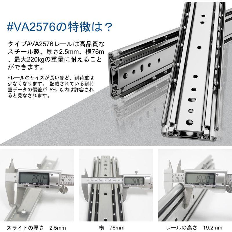 VADANIA　超重量用スライドレール　1200mm　Heavy　VA2576　左右1セット　Duty引き出しスライド