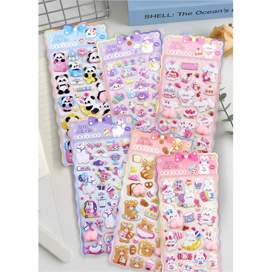 【2026注目新品！ぷにぷにシール】お得6枚 おしりぷにぷにシール かわいい ぷくぷく キャラクター 立体シール ステッカー ご褒美シール ...