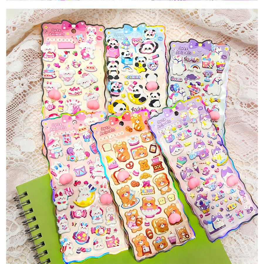 6枚全部違う！1枚で超たくさん】3D立体シール ぷっくりシール ぷくぷく